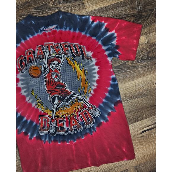 Grateful Dead Basketball Tie-Dye T-Shirt Medium Liquid Blue Skeleton Dunk Unworn - Picture 3 of 9